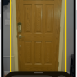 The Magnifier app is open and a door is being detected. A description shows how far away the door is.