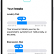 A screen in the Health app showing results of a mental health questionnaire.