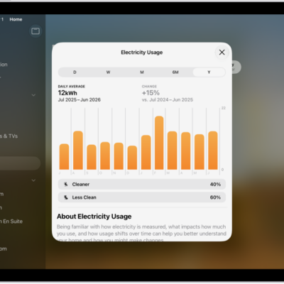 A view of the Home app showing energy usage.