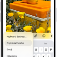 The Keyboard Settings menu is open, and shows multiple keyboard options: English & Spanish, Emoji, and Keyboard Feedback.