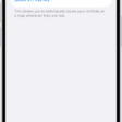 Bluetooth settings on an iPhone showing options for AirPods Pro. The Find My Network option is on, which allows AirPods to be located individually on a map whenever they're lost.