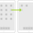 Jiggling apps on the Home Screen with an arrow showing one app being dragged to the next page.
