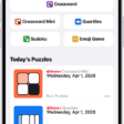 The Puzzles feed in the News app.