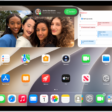 The iPad Home Screen showing a FaceTime video call notification from an iPhone at the top. Tap Switch to move the call to your iPad.