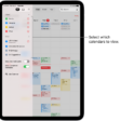 The Calendars list, with checkmarks indicating which calendars are active. The Done button for closing the list is in the top-right corner. The Add Calendar button is in the bottom-left corner.