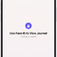A screen in the Journal app that prompts you to use Face ID to unlock your journal.