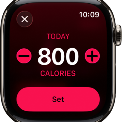 The Change Goals screen showing buttons to increase or decrease the Move goal.