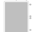 The front view of iPad Pro with callouts to the top button and Touch ID at the top right, the volume buttons at the top right, the front camera at the center right, and the microphone on the right and top center.