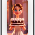 The Image Playground app window showing a created image of a woman holding a cake.