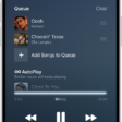 The Now Playing screen showing the queue with AutoPlay and AutoMix turned on. Similar songs appear below the songs in the queue.