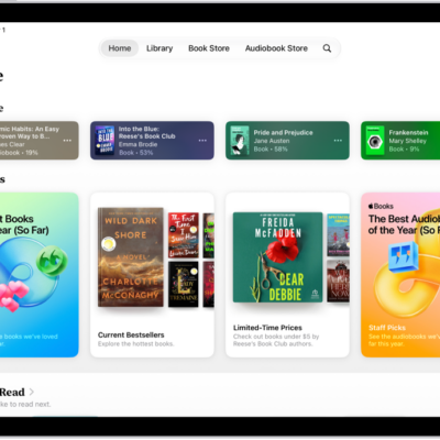 The Home screen in the Books app, showing the Current, Recent, and Want to Read sections.