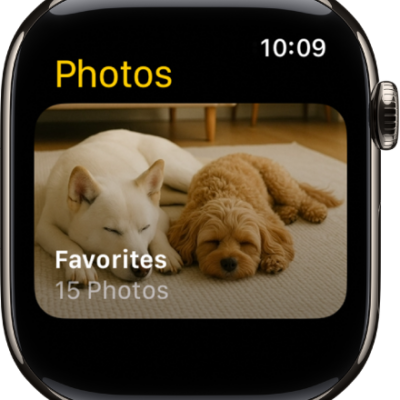 The Photos app on Apple Watch showing an album called Favorites.
