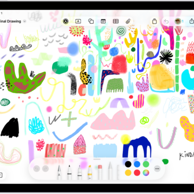 A drawing on a Freeform board with drawing tools visible.