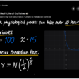 A Math Note open in Calculator, with a declared variable, an equation, and a graph.