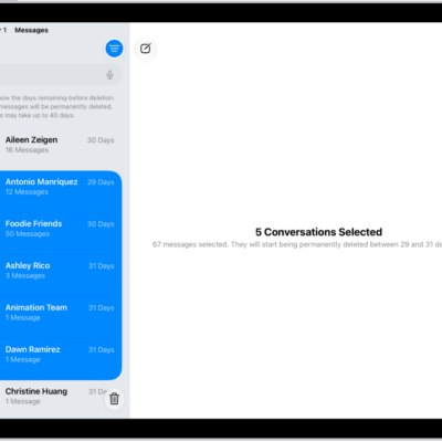 Recovering several recently deleted messages.