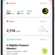 The Summary screen in Health. Information about activity, sleep score, state of mind, and medications appears below Pinned.