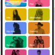 The Search tab showing a search field at the top. Multiple categories of music appear below, such as Hits and Pop.