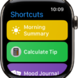 The Shortcuts app on showing three shortcuts: Break Timer, Compass, and Record Backtrack.