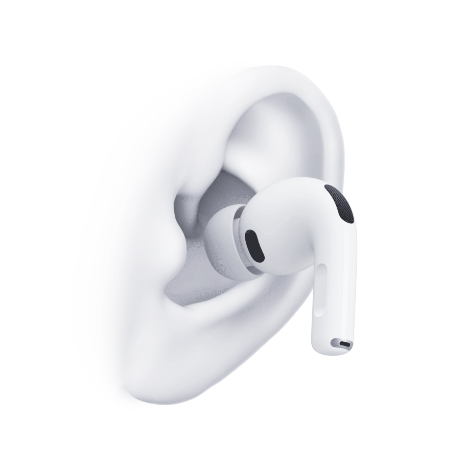 An animation of AirPods Pro 3 being inserted into the ear.