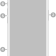 The front view of iPhone 14. The front camera is at the top center. The side button is on the right side. The Lightning connector is on the bottom. On the left side, from bottom to top, are the SIM tray, the volume buttons, and the Ring/Silent switch.