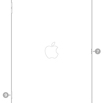 The back view of iPad with callouts to the rear camera at the top left, the headphone jack at the top right, the Smart Connector on the right, the Lightning connector at the bottom center, and the SIM tray (Wi-Fi + Cellular) at the bottom left.