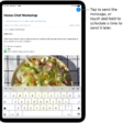 An email draft is open in the Mail app. The button to send the message is in the top-right corner. Tap to send the message, or touch and hold to schedule a time to send it later.