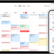 A calendar on iPad in Week view and the same calendar on iPhone in Day view.