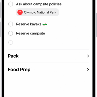 The Reminders app showing a list with one section expanded and the others collapsed.