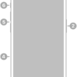The front view of iPhone 15 Pro. The front camera is at the top center. The side button is on the right side. The USB-C connector is on the bottom. On the left side, from bottom to top, are the SIM tray, the volume buttons, and the Action button.