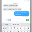 A message with the text shortcut "Omw" typed and the phrase "On my way!" suggested below as replacement text.