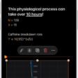 A Math Note open in Calculator, with a declared variable, an equation, and a graph.