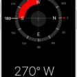 The Compass screen showing the direction iPhone is pointing in, the current location, and the elevation.