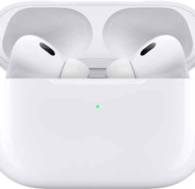 AirPods Pro 2 in their charging case.