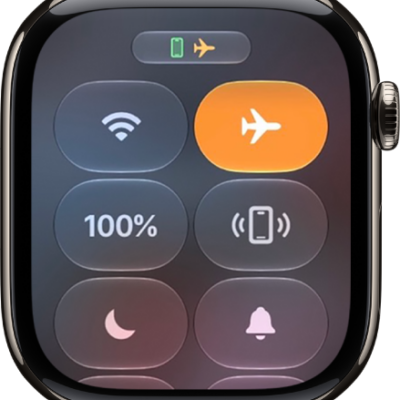 Control Center with the Airplane Mode button highlighted to show that Airplane Mode is on.