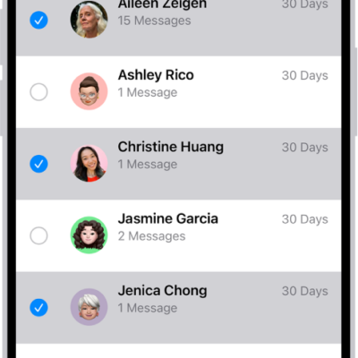 Recovering all messages deleted within two conversations.