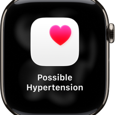 A Heart Rate notification, indicating possible hypertension.