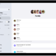 The Family screen in Settings. Up to five family members are listed above the features that are shared.