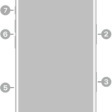 The front view of iPhone 17. The front camera is at the top center. The side button is on the right side. The USB-C connector is on the bottom. On the left side, from bottom to top, are the SIM tray, the volume buttons, and the Action button.