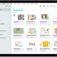 Freeform is open on iPad. All Boards is selected in the sidebar, and board thumbnails appear on the right.