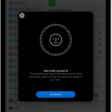 The Face ID recognition setup screen. A smiley face is showing on the screen, enclosed in a circle. Text below instructs the user to move their head slowly to complete the circle. A button for Get Started appears near the bottom of the screen.