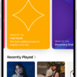 The Home tab in the Music app showing Top Picks at the top. You can swipe left or right to view more music chosen just for you. Recently Played appears below.