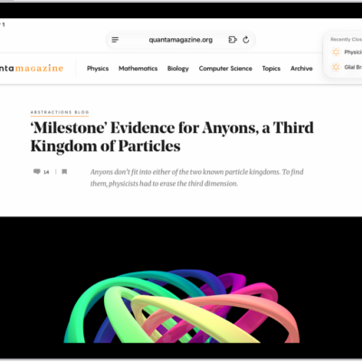 In Safari, a webpage is open. At the top right of the screen, the New Tab button is selected, and a list of two recently closed tabs is visible.