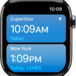 The World Clock app with a list of cities.
