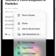 In Safari, the Page Menu button on a website has been tapped, revealing options including Hide Distracting Items.