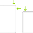 Two iPad models, each with a top button. One model has volume buttons on the side; the other has volume buttons at the top.