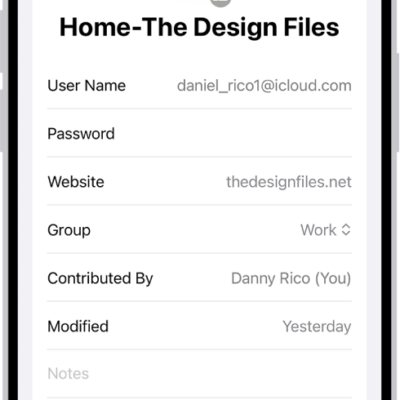 A list of all accounts with passwords that are stored in the Passwords app.