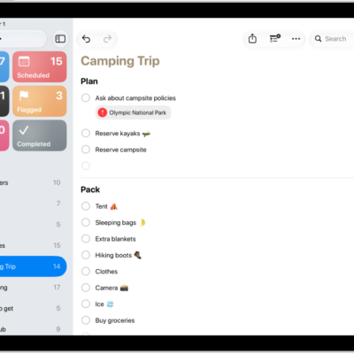 The Reminders app showing a list with one section expanded and the others collapsed.