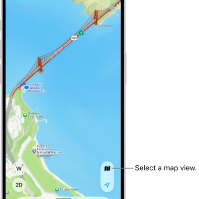 A 3D map showing points of interests.