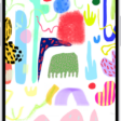 An iPhone with the Freeform app and its drawing tools menu open. The board includes handwriting and drawings.