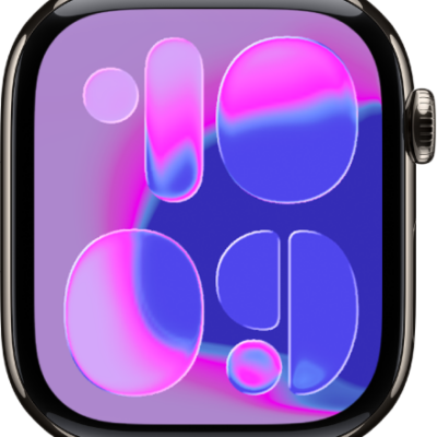 The Flow watch face showing the time in very large numbers.